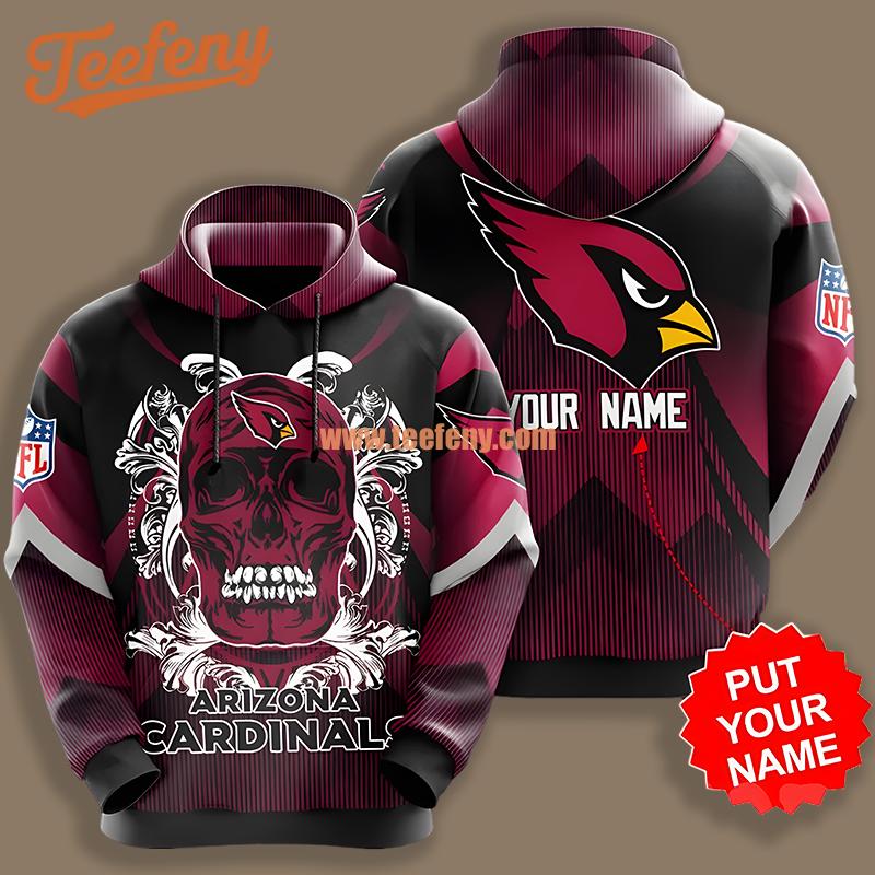 Personalized Arizona Cardinals Skull 3D Zip Up Hoodies