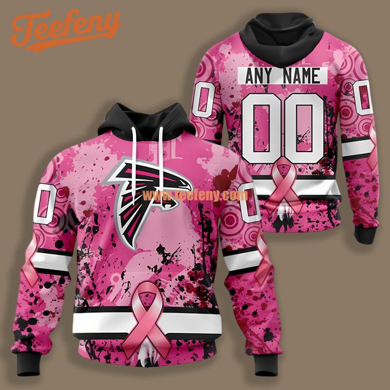 Personalized Atlanta Falcons Breast Cancer Awareness Pink 3D Cool Hoodie