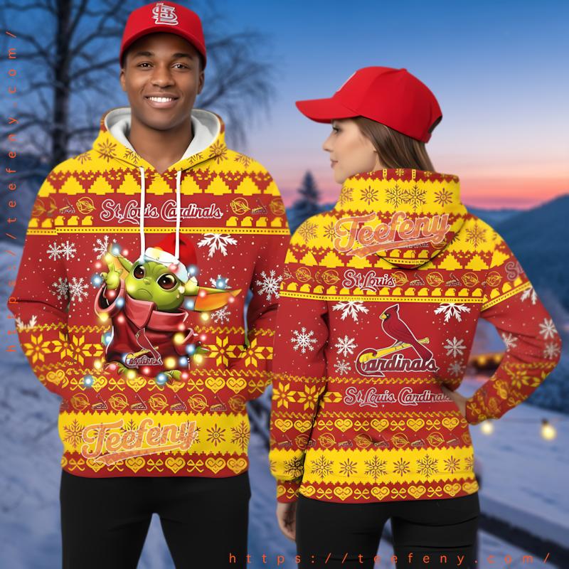 Arizona Cardinals Baby Yoda 3D Zip Hoodie Ugly Christmas