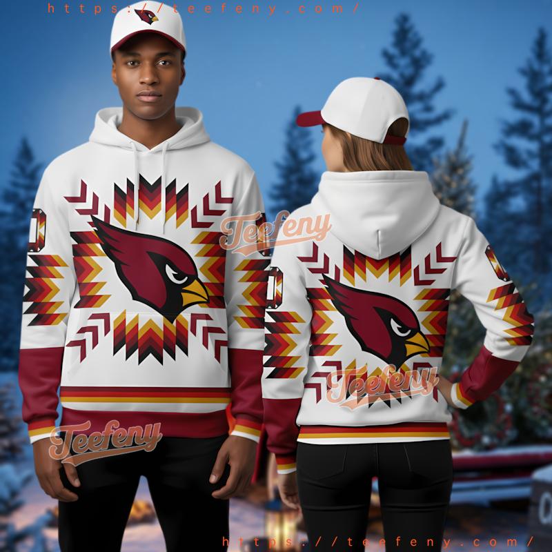 Arizona Cardinals Xmas 3D Hoodie White For Men