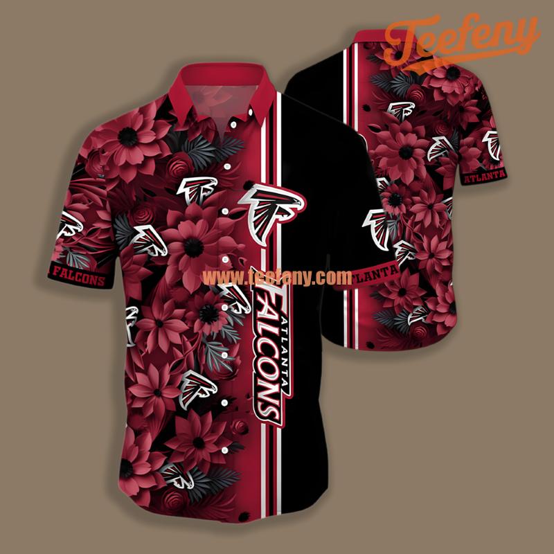 Atlanta Falcons Dahlia Flowers Red Black Classic Hawaiian Shirt
