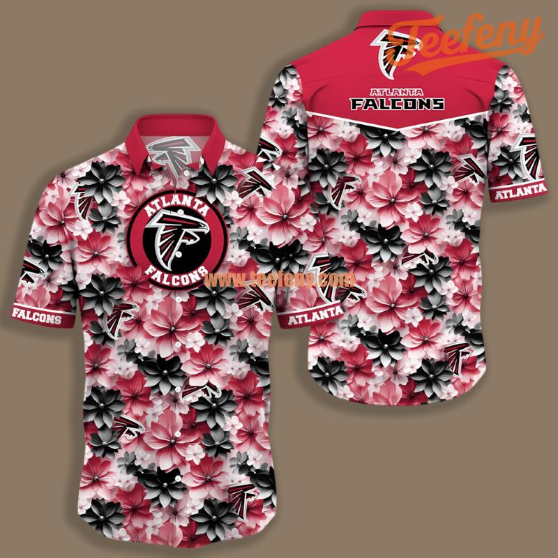 Atlanta Falcons Dahlia Flowers Red Hawaiian Shirt For Sale
