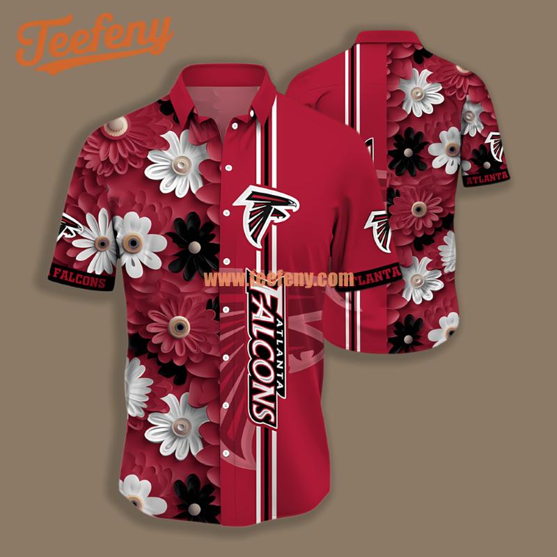 Atlanta Falcons Daisy Flowers Red Vintage Aloha Shirt