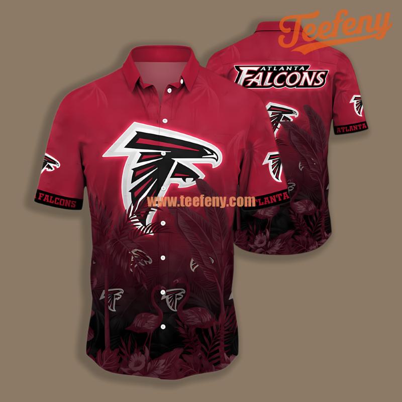 Atlanta Falcons Flamingo Vs Banana Tree Red Hawaiian Button Down Shirt