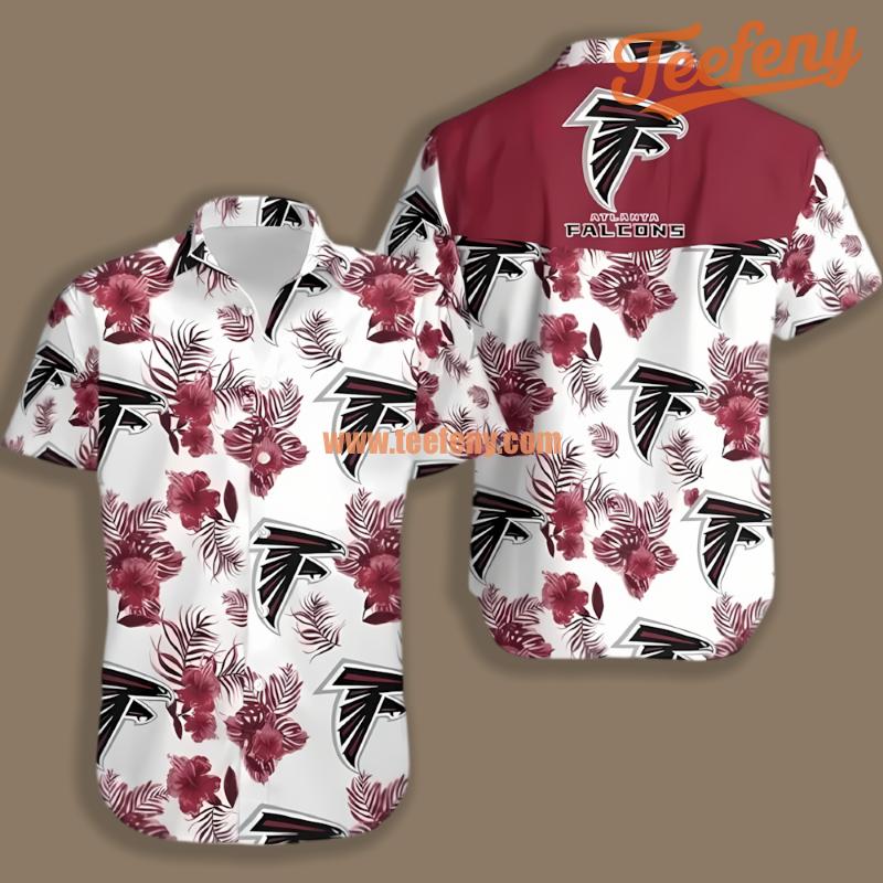 Atlanta Falcons Hibiscus Flowers Red Classic Hawaiian Shirt