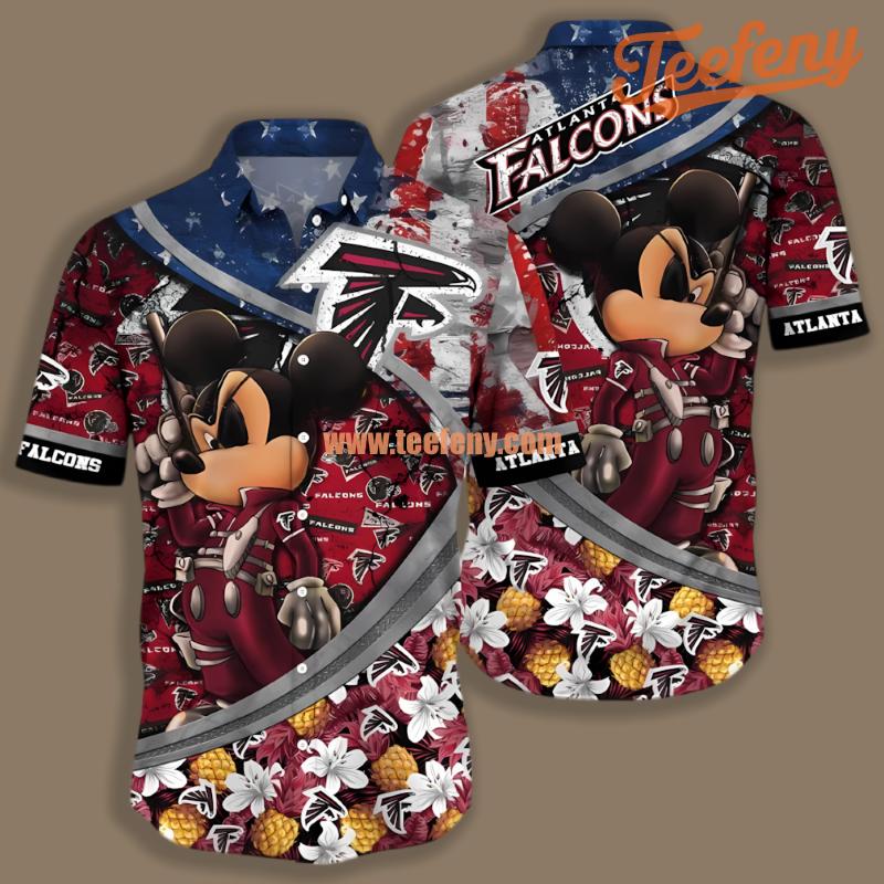 Atlanta Falcons Mickey Patriotic Red Slim Fit Hawaiian Shirt