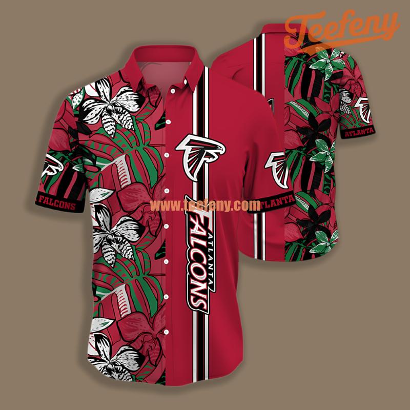 Atlanta Falcons Monstera Leaves Orchid Red Stylish Hawaiian Shirt