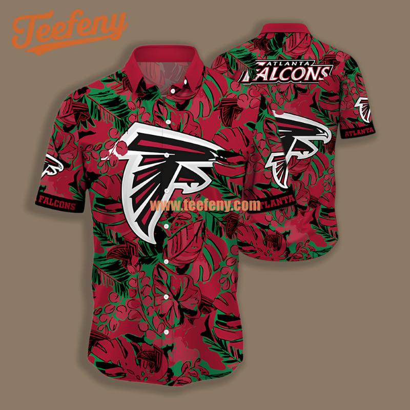 Atlanta Falcons Monstera Leaves Paint Red Crazy Hawaiian Shirt