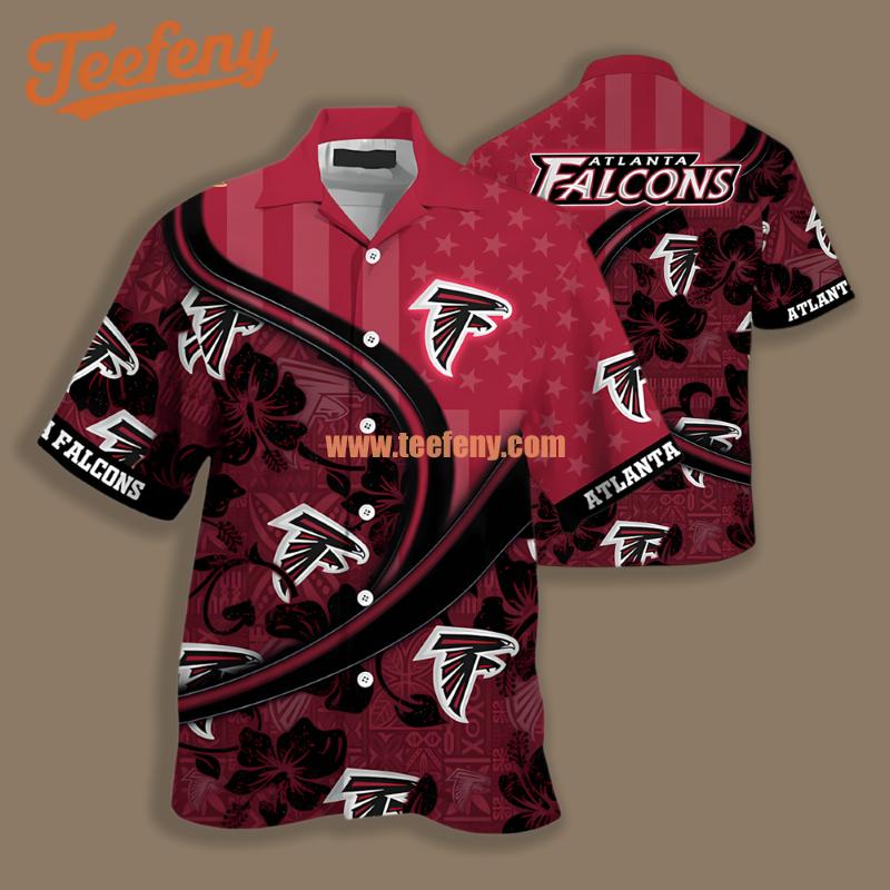 Atlanta Falcons Summer Hibiscus Red Black Cheap Aloha Shirt