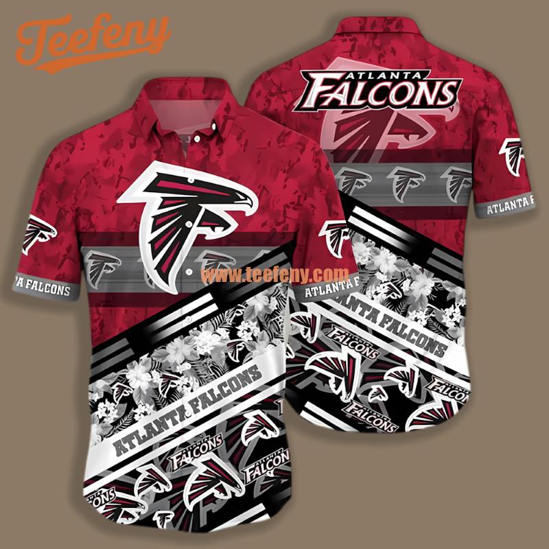 Atlanta Falcons Trendy Hibiscus Black Red Funny Hawaiian Shirt
