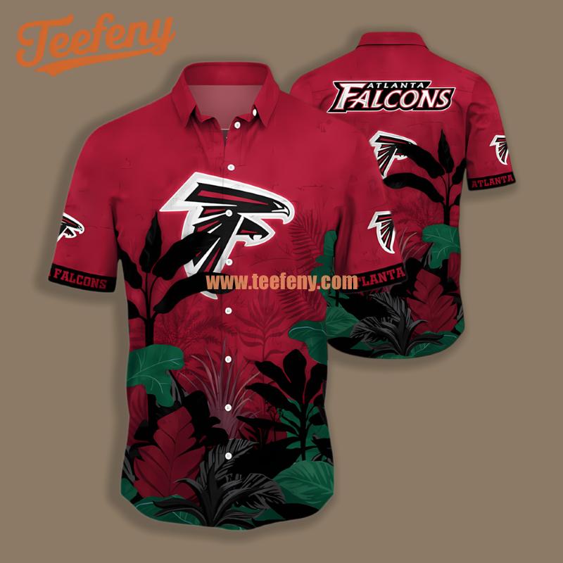 Atlanta Falcons Tropical Banana Tree Red Hawaiian Button Down Shirt