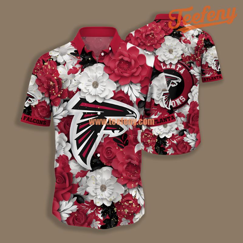 Atlanta Falcons Tropical Chrysanthemum Red Aloha Hawaiian Shirt