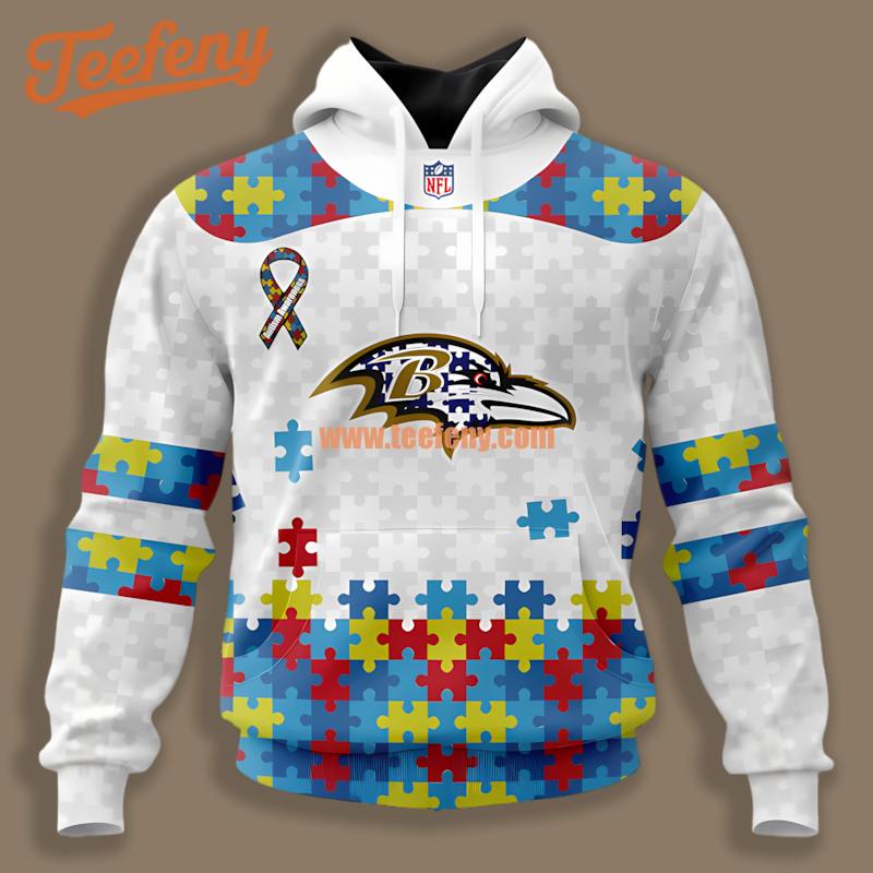Baltimore Ravens Autism Puzzle Ribbon Blue White 3D For Sale