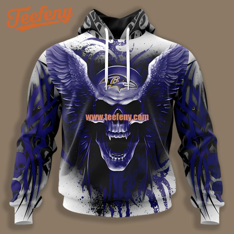 Baltimore Ravens Eagle Skull Halloween Blue 3D Zip Up
