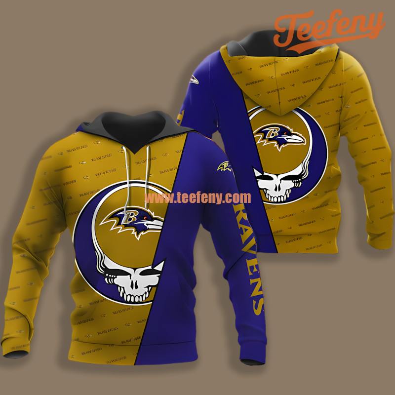 Baltimore Ravens Grateful Dead Yellow Blue 3D For Dad Mom