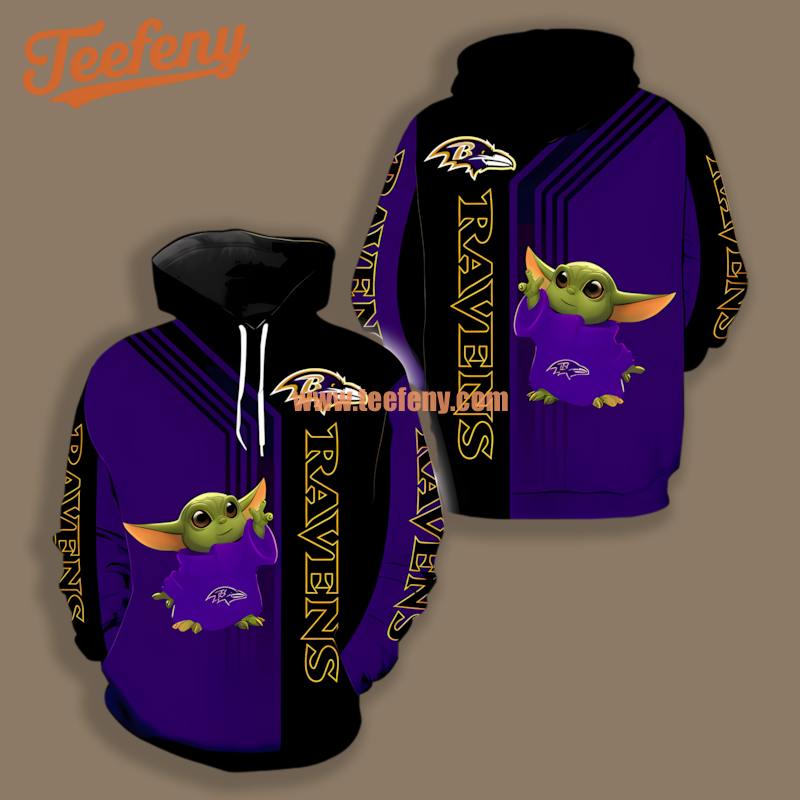 Baltimore Ravens Grogu Blue Black 3D Unisex
