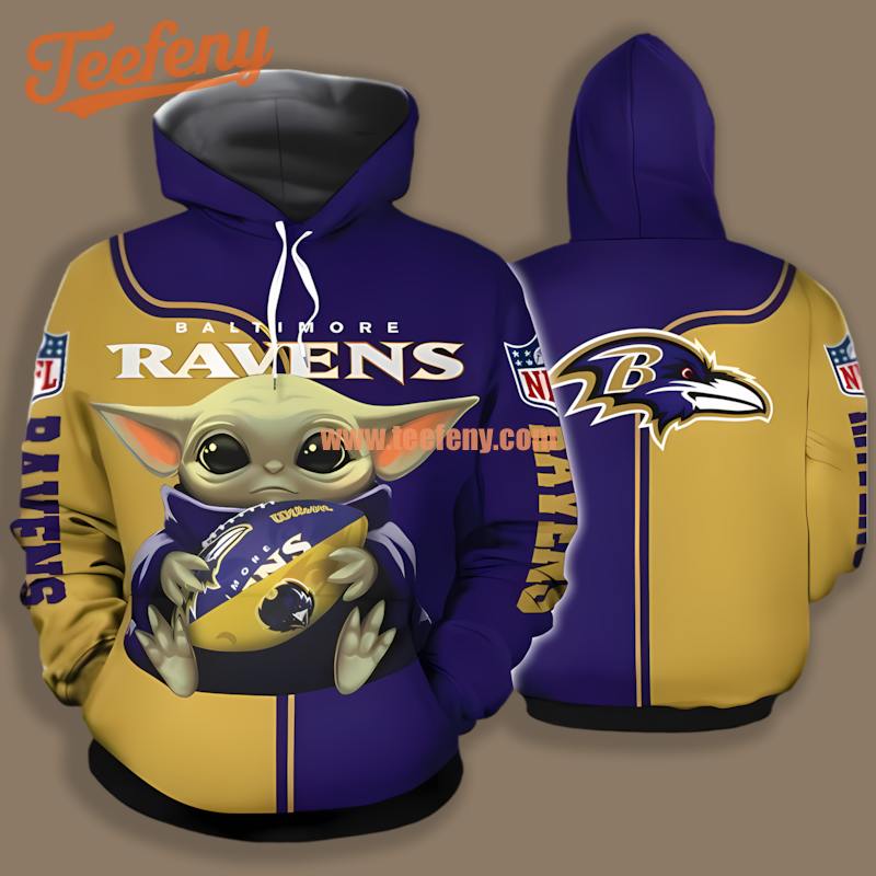 Baltimore Ravens Grogu Blue Yellow 3D Printed