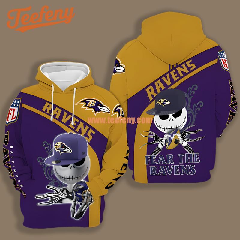 Baltimore Ravens Jack Skellington Pumpkin Halloween Blue 3D For Women