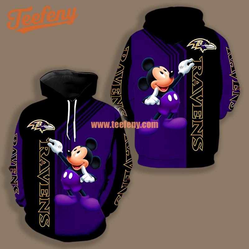 Baltimore Ravens Mickey Mouse Blue Black 3D Cool