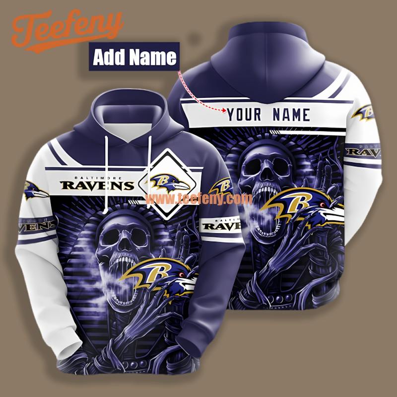 Baltimore Ravens Personalized Skull Blue White 3D For Women