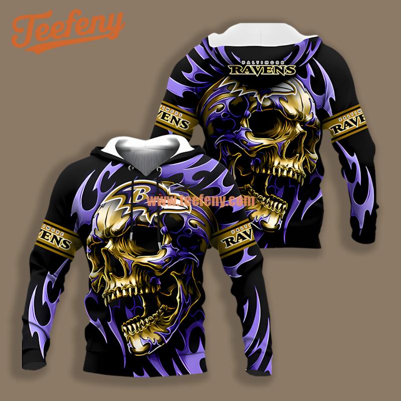 Baltimore Ravens Punisher Skull Blue Black 3D Design