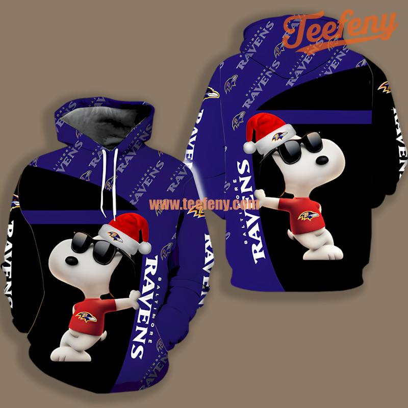 Baltimore Ravens Santa Snoopy Blue Black 3D Graphic