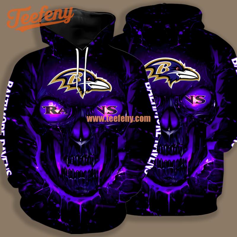 Baltimore Ravens Skull Black 3D For Women