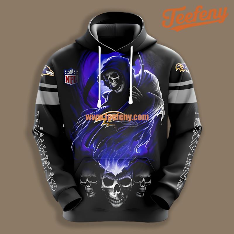 Baltimore Ravens Skull Blue Black 3D Youth