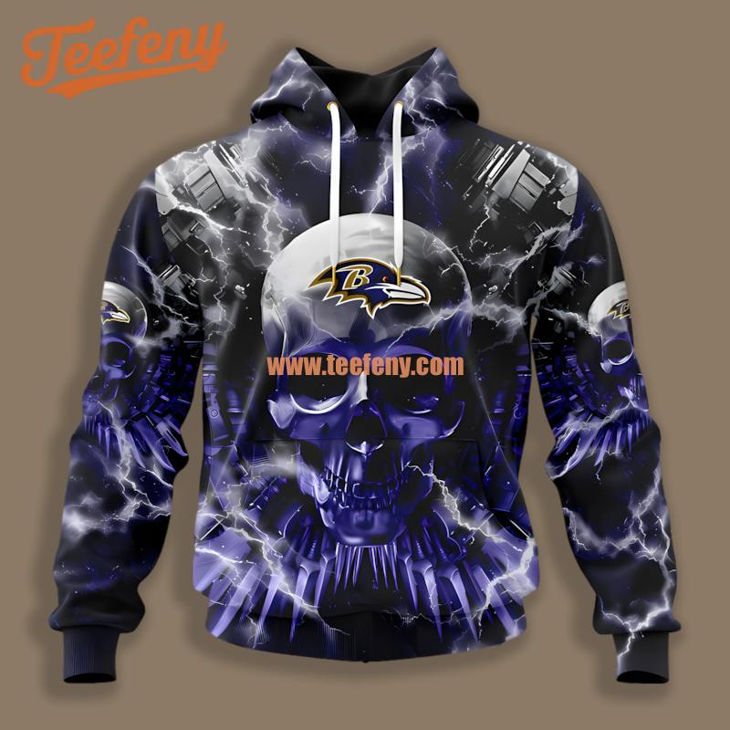 Baltimore Ravens Skull Halloween Blue Black 3D Graphic