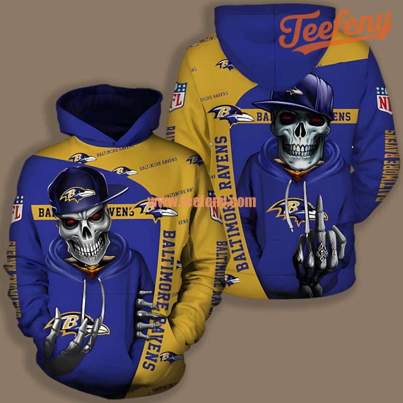 Baltimore Ravens Skull Halloween Blue Yellow 3D Print