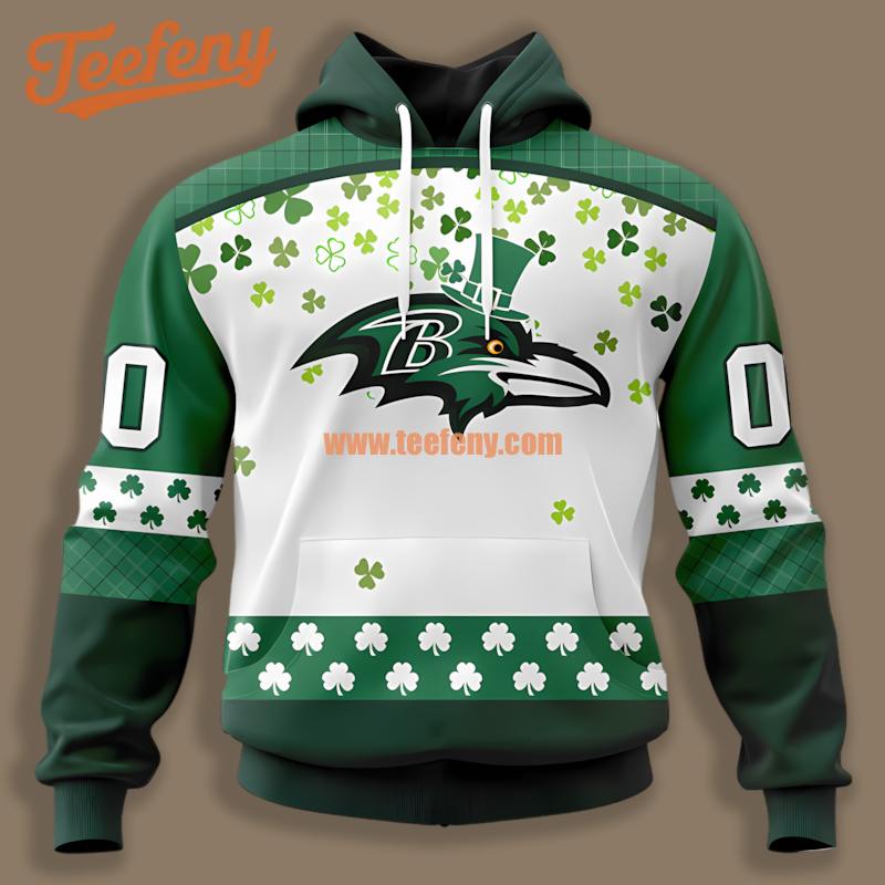Baltimore Ravens St Patrick Day White Green 3D Pullover
