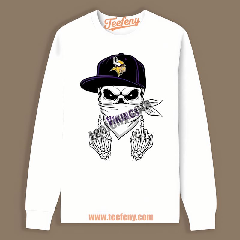 Bandana Skull Minnesota Vikings Edgy Color Long Sleeve Bandana Skull Minnesota Vikings Edgy Color Long Sleeve