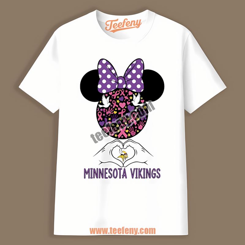 Breast Cancer Awareness Minnie Mouse Minnesota Vikings Retro Shirt