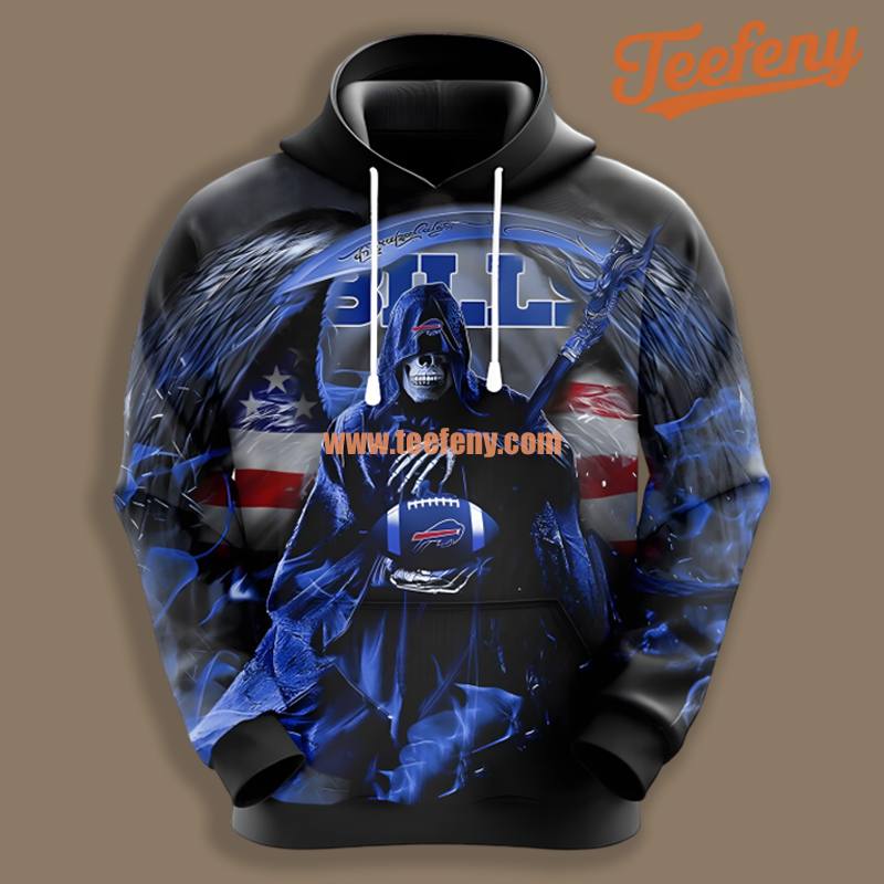 Buffalo Bills Death Black Blue 3D Pullover Shirt Hoodie