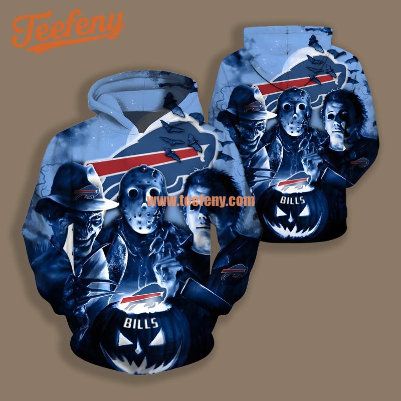 Buffalo Bills Jason Voorhees Freddy Krueger Blue 3D Women Shirt Hoodie