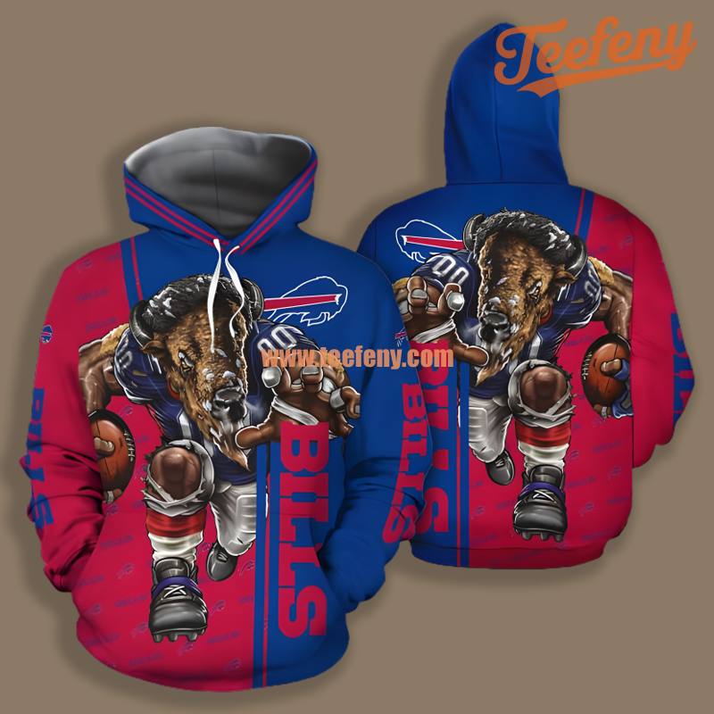 Buffalo Bills Mascot Red Blue 3D Printed Shirt Hoodie