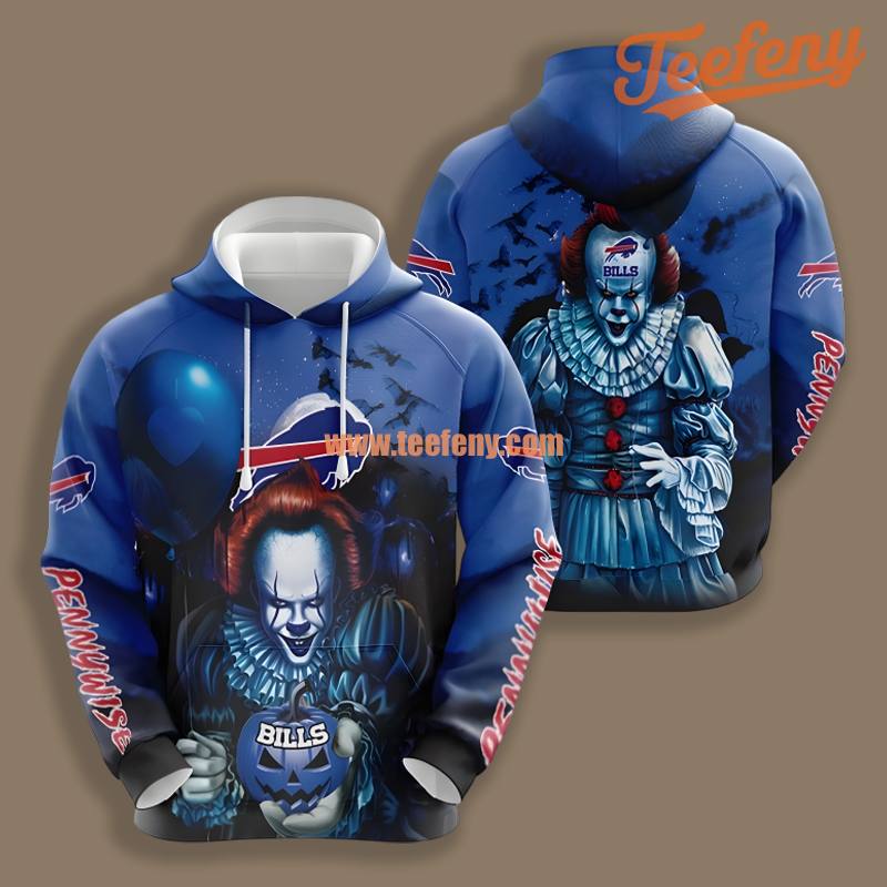 Buffalo Bills Pennywise Pumpkin Halloween Blue 3D Unisex Shirt Hoodie