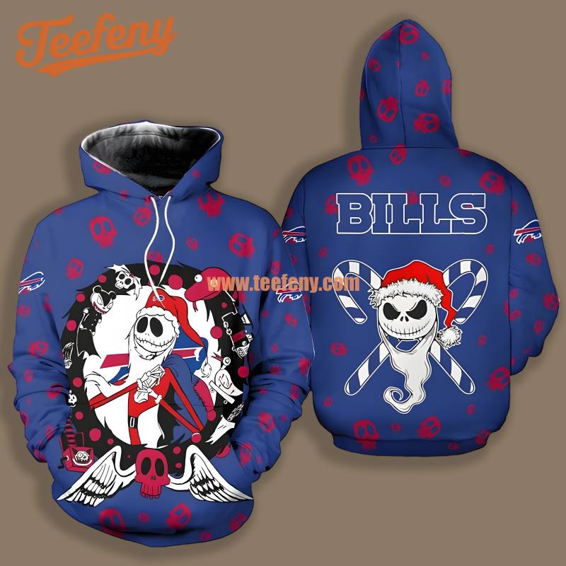 Buffalo Bills Skull Black Blue 3D Women Shirt Hoodie