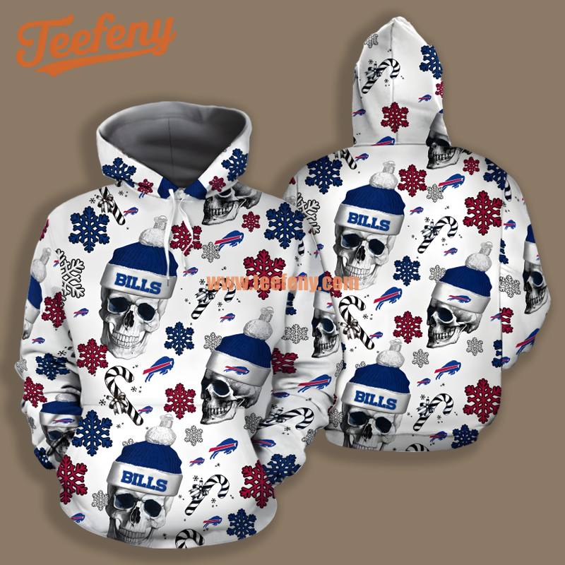 Buffalo Bills Skull Black White 3D Shirt Hoodie Men
