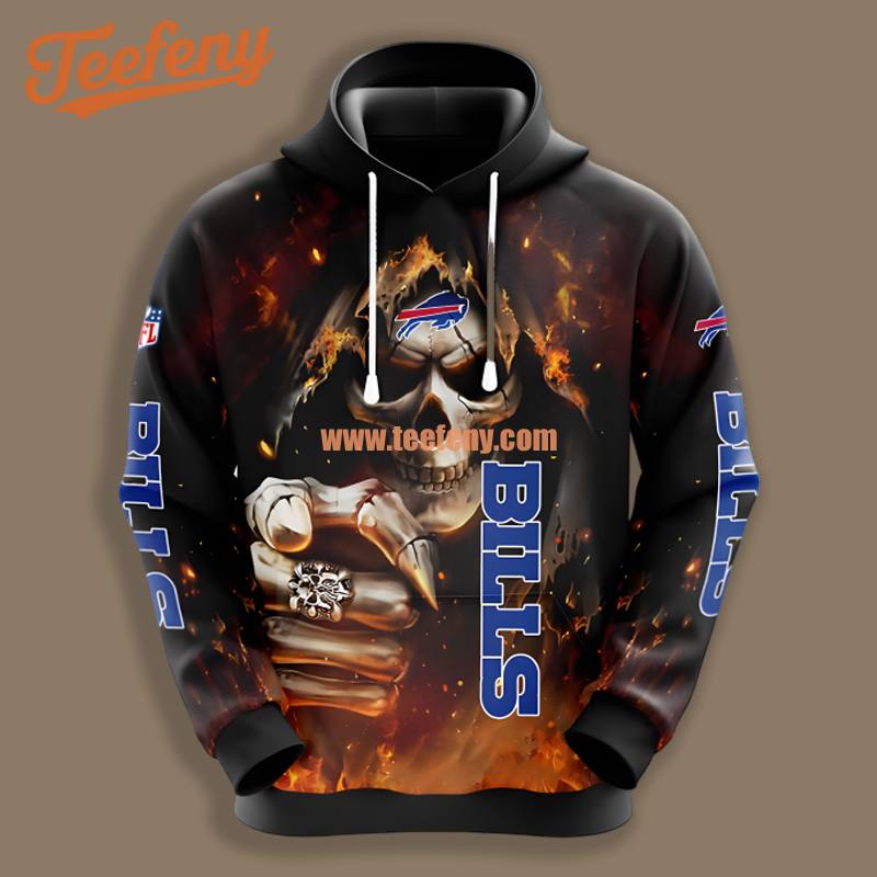 Buffalo Bills Santa Skull Blue White 3D Shirt Design Hoodie