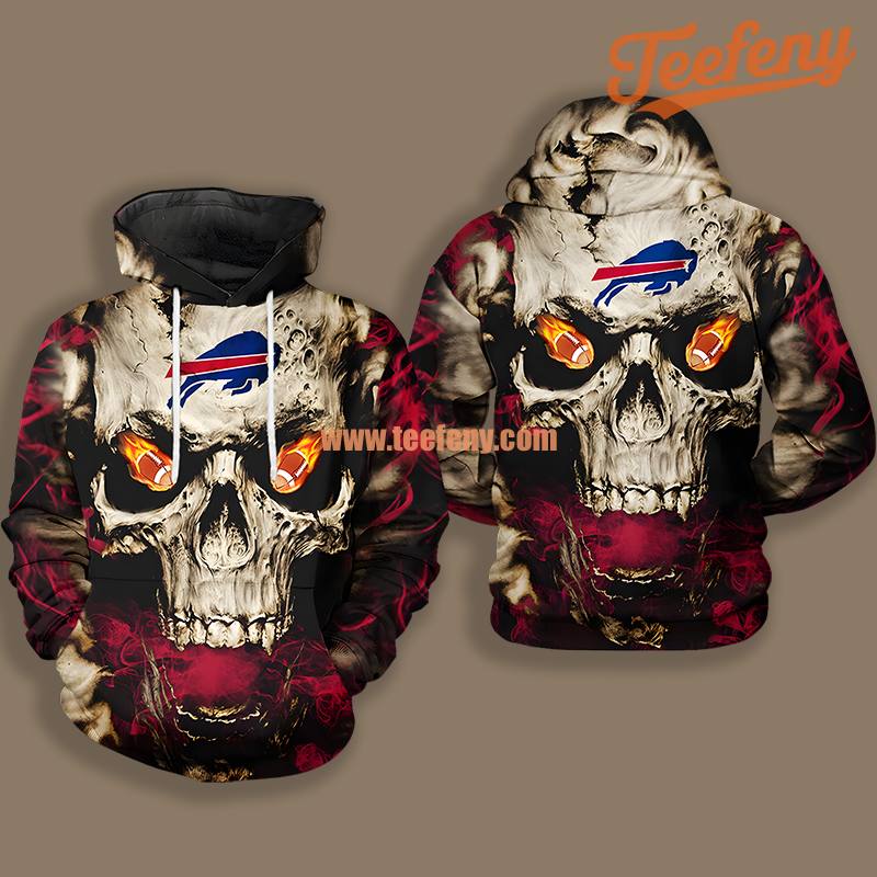 Buffalo Bills Skull Black White 3D Shirt Hoodie Men