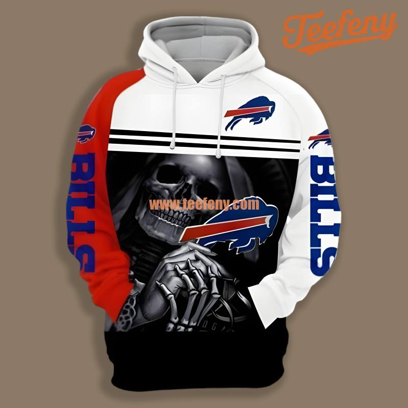 Buffalo Bills Skull Black White 3D Shirt Hoodie Men