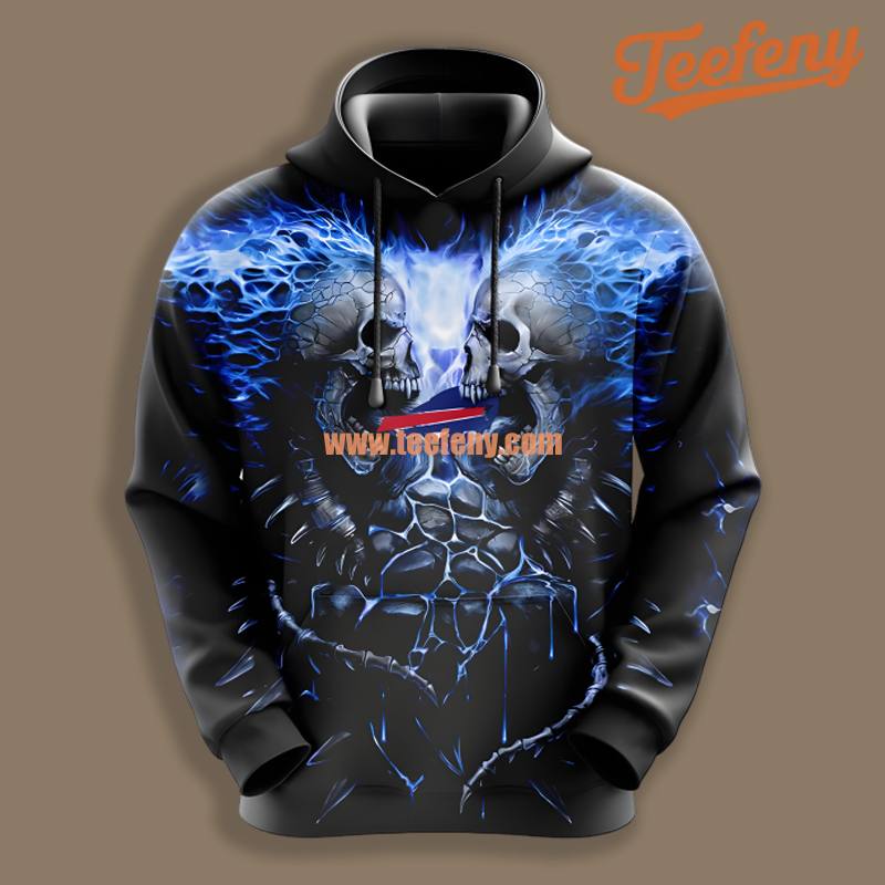 Buffalo Bills Skull Unleash Black Blue 3D Shirt Print Hoodie