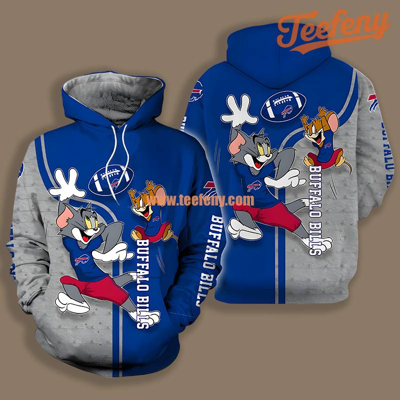 Buffalo Bills Tom And Jerry Blue Grey 3D Shirt Hoodie Printing