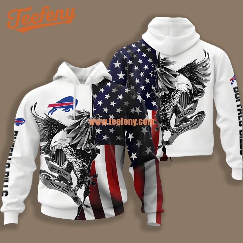 Buffalo Bills Usa Flag Eagle Black White 3D Printed Shirt Hoodie