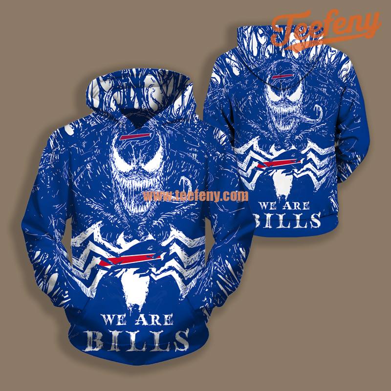 Buffalo Bills Venom Blue White 3D Men Shirt Hoodie