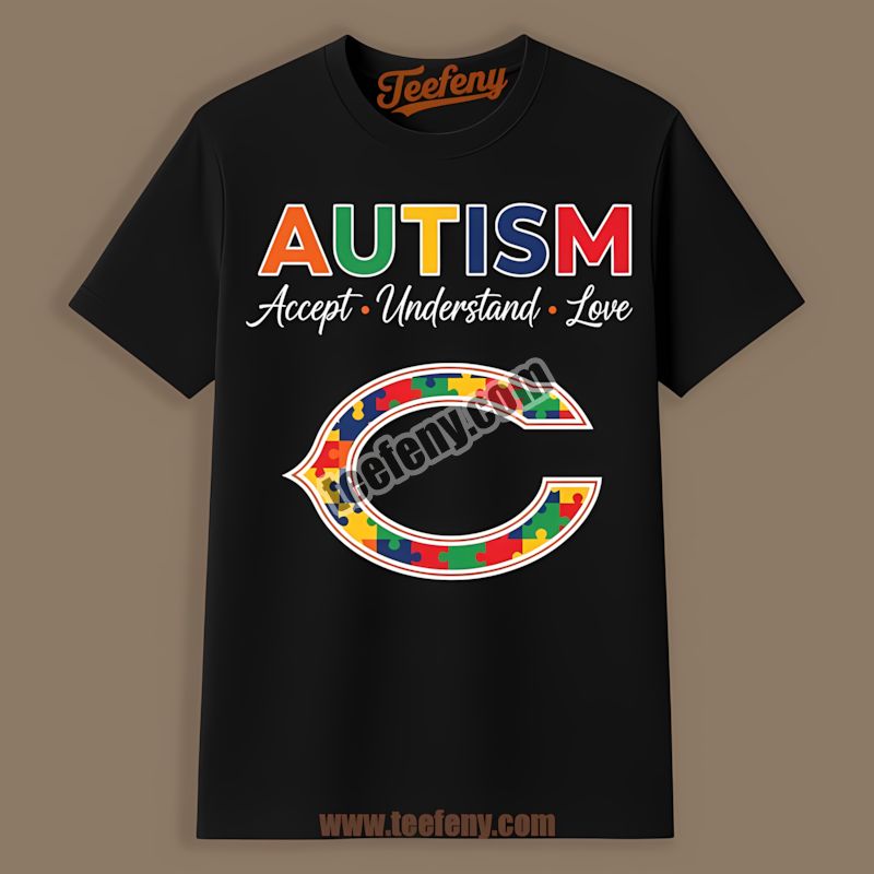 Chicago Bears Autism Awareness Retro Shirt Accept Understand Love
