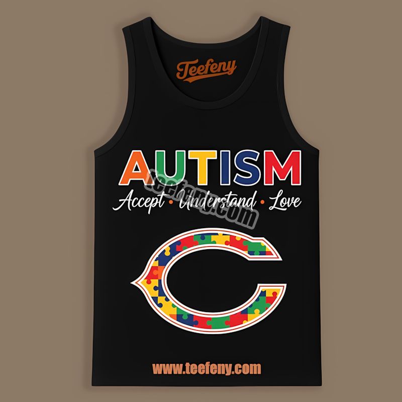 Chicago Bears Autism Awareness Retro Tanktop Accept Understand Love Chicago Bears Autism Awareness Retro Tanktop Accept Understand Love