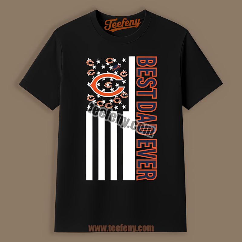 Chicago Bears Best Dad Ever Vintage American Flag Shirt