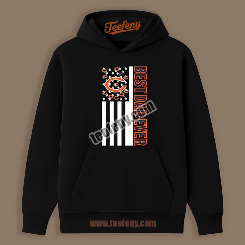 Chicago Bears Best Dad Ever Vintage American Flag Hoodie Chicago Bears Best Dad Ever Vintage American Flag Hoodie